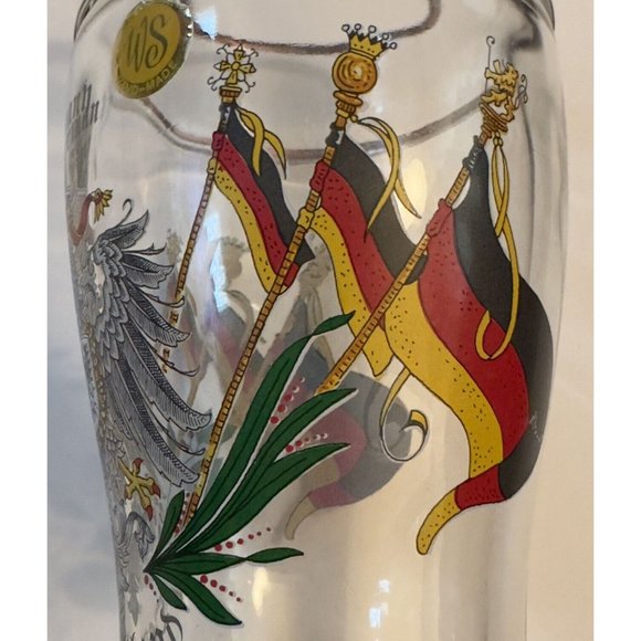 Deutschland German Qualitat WS Hand Made Glass Drinking Boot Gold Rimmed 8” - Picture 12 of 14